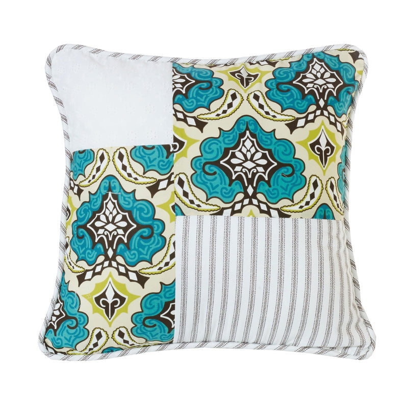 Salado Patchwork Throw Pillow, Floral Medallion, 18x18 Pillow