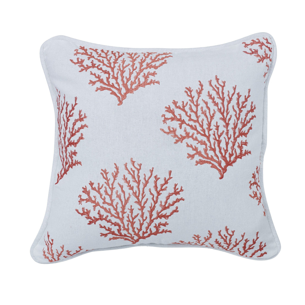 Salmon Colored Embroidered coral pillow 18x18