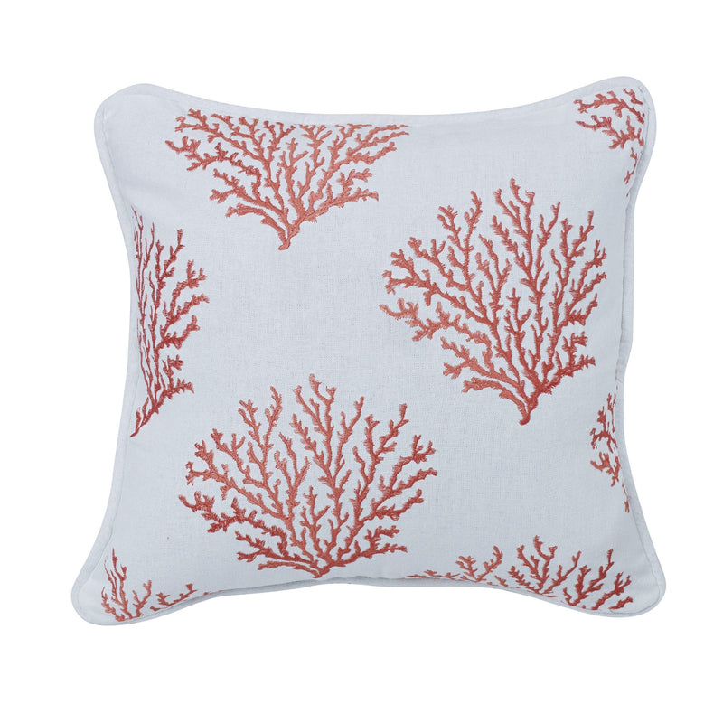 Salmon Colored Embroidered coral pillow 18x18 HiEnd Accents