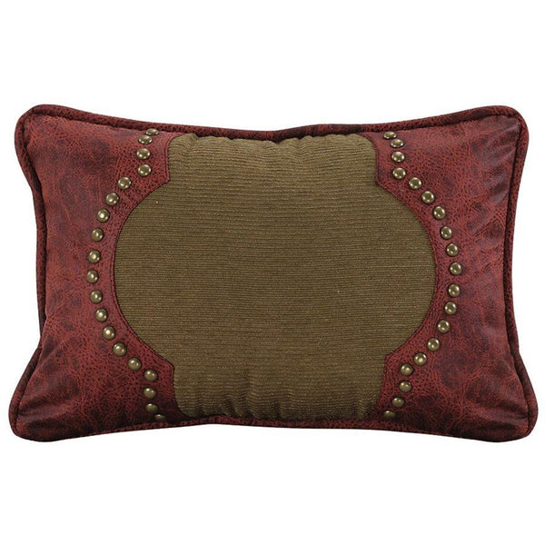 San Angelo Red Contour Lumbar Pillow, Studded Leather Pillow