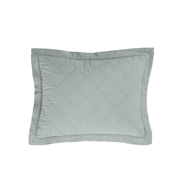 Linen Cotton Diamond Quilted Boudoir Pillow Seaglass Pillow