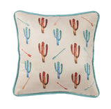 Serape Cactus Throw Pillow w/ Embroidery Details, 18x18 Pillow