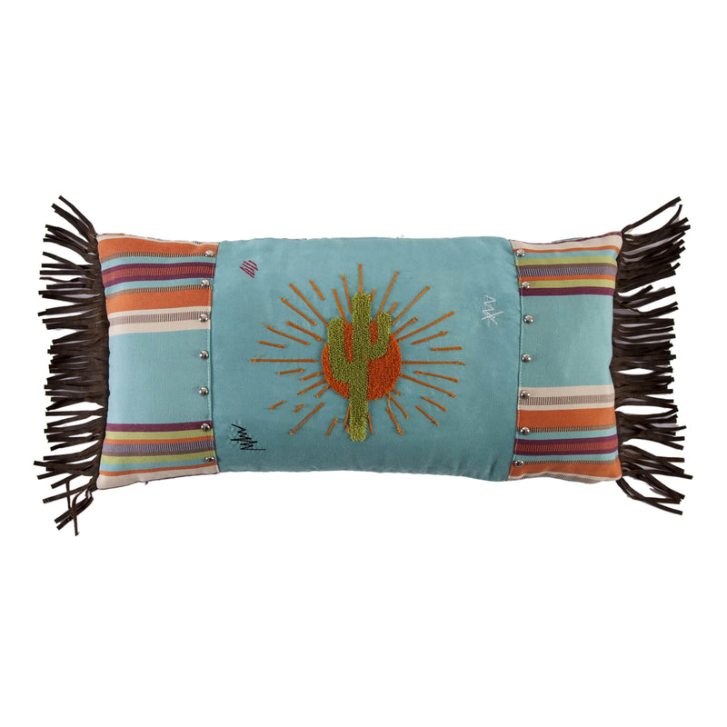 Serape Sunburst Lumbar Pillow w/ Embroidery Details, 12x24 Pillow