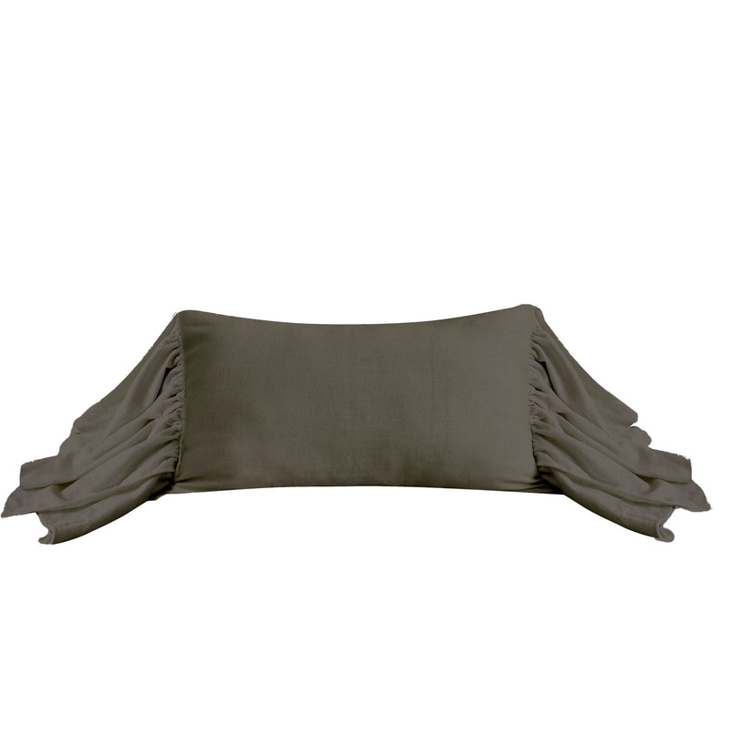 Washed Linen Long Ruffled Pillow Slate Pillow