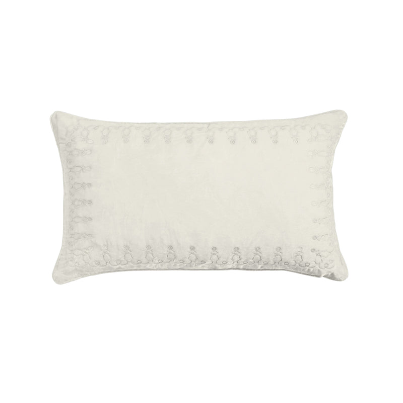 Stella Faux Silk Velvet Embroidered Lumbar Pillow Stone Pillow