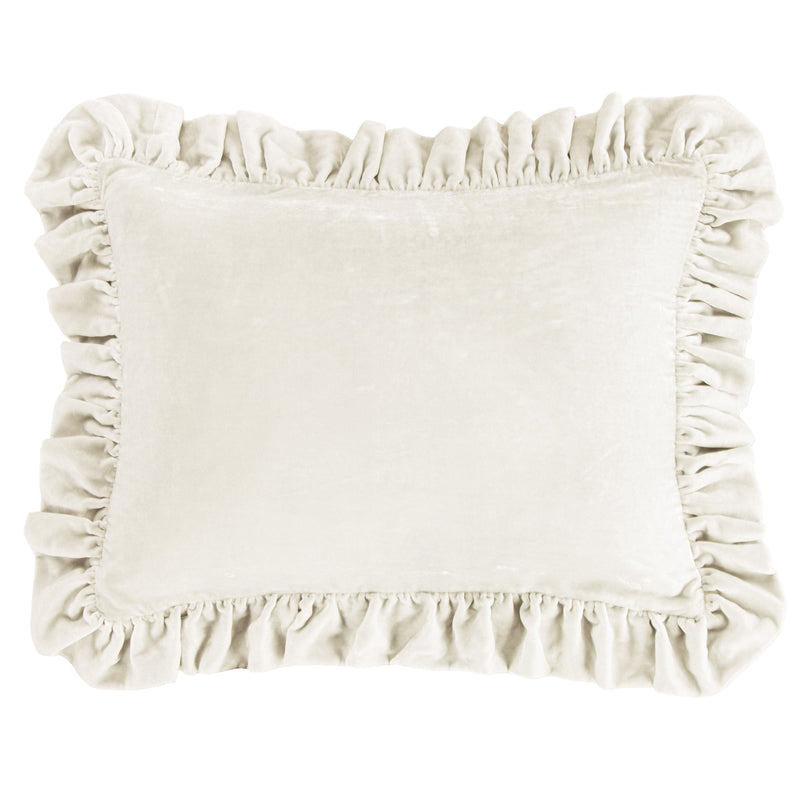 Stella Faux Silk Velvet Ruffled Dutch Euro Pillow Stone Pillow