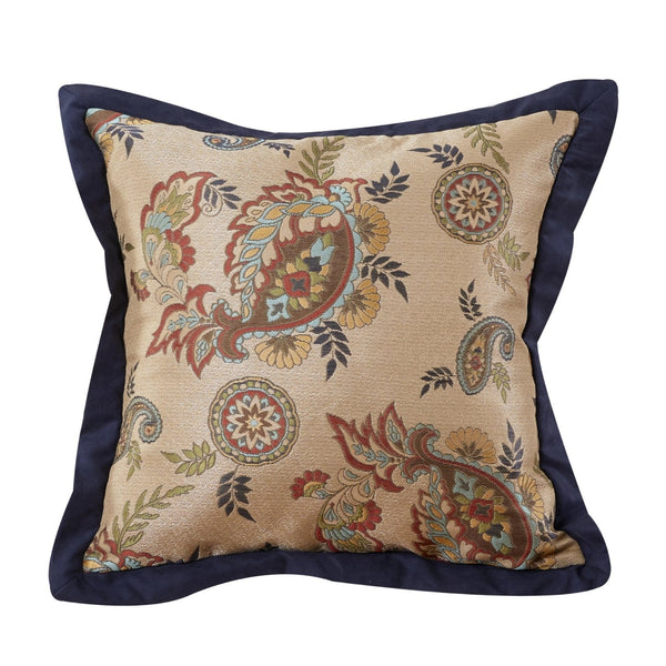 Tammy Paisley Throw Pillow, Navy Flange, 18x18 Pillow