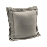 Double Flanged Washed Linen Pillow, 20x20 Taupe Pillow