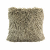 Mongolian Faux Fur Throw Pillow, 6 Colors, 18x18 Taupe Pillow