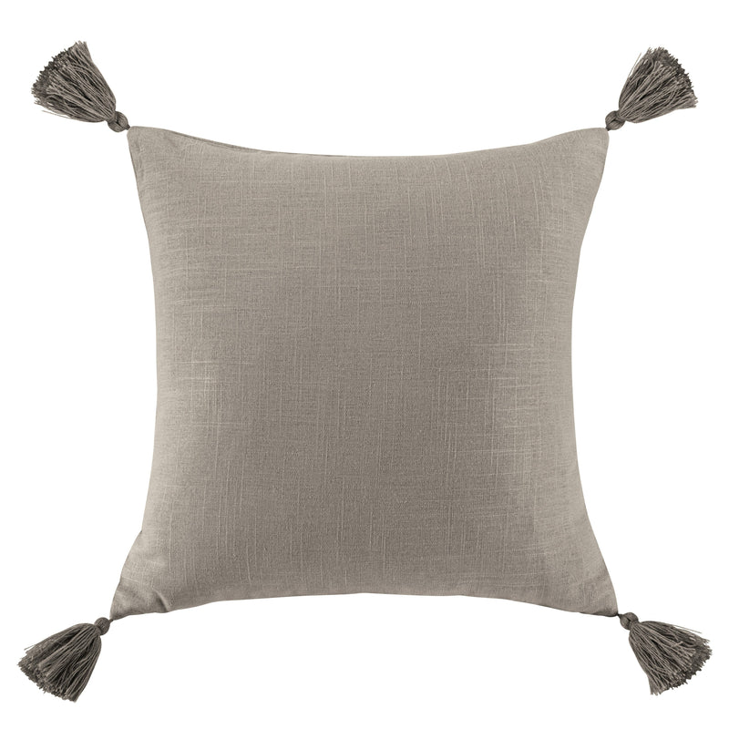 Square Washed Linen Tassel Pillow Taupe Pillow