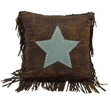 Cheyenne Star Throw Pillow w/ Fringe, 2 Colors Turquoise Pillow