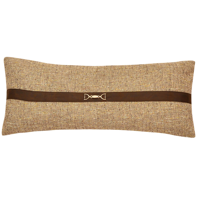 Tweed Lumbar Pillow with buckle details, 14x36 Pillow