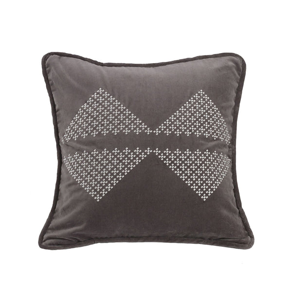Whistler Gray Velvet Throw Pillow, White Bow-Tie, 18x18 Pillow