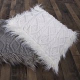 Cable Knit Throw Pillow, Mongolian Fur, 2 Colors, 18x18 White Pillow