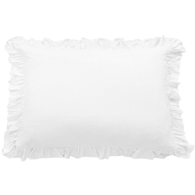 Lily Washed Linen Ruffle Dutch Euro Pillow White Pillow