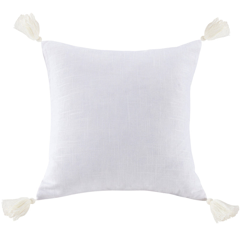 Square Washed Linen Tassel Pillow White Pillow
