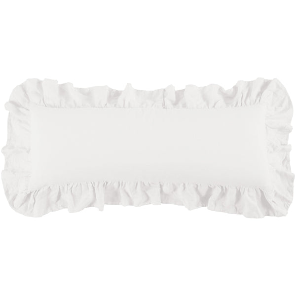 Washed Linen Ruffled Lumbar Pillow White Pillow