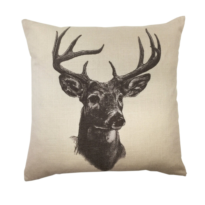Whitetail Deer Linen Print Throw Pillow Pillow