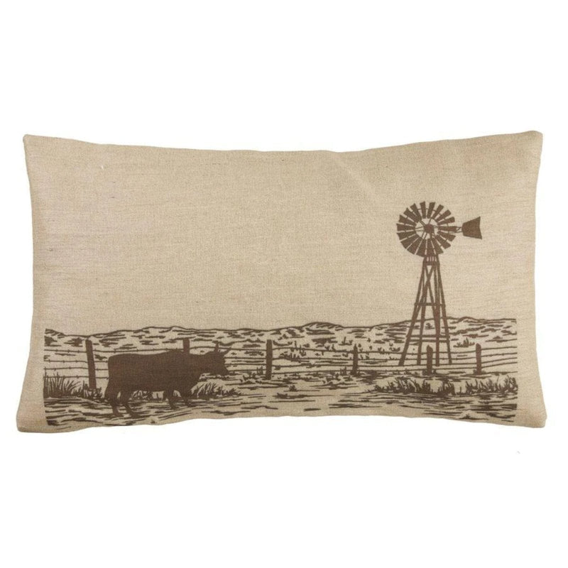 Windmill Burlap Lumbar Pillow 16x26 HiEnd Accents