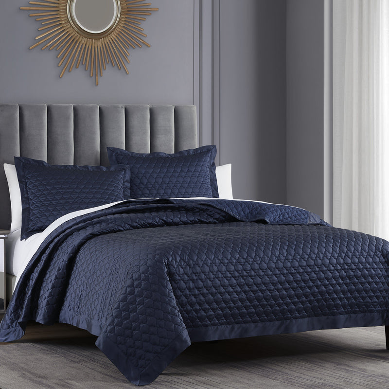 High Shine Satin Quilt King / Navy Quilt