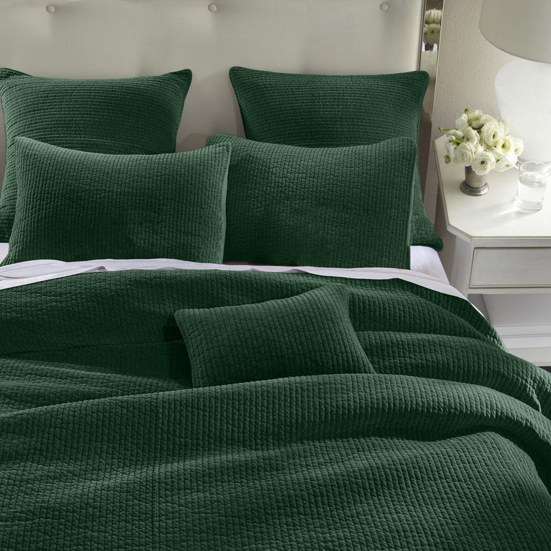 Stonewashed Cotton Velvet Quilt Quilt Set / Full/Queen / Emerald Quilt