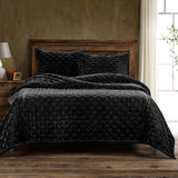 Stella Faux Silk Velvet Quilt Quilt Set / Queen / Black Quilt