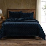 Stella Faux Silk Velvet Quilt Quilt Set / Queen / Midnight Blue Quilt