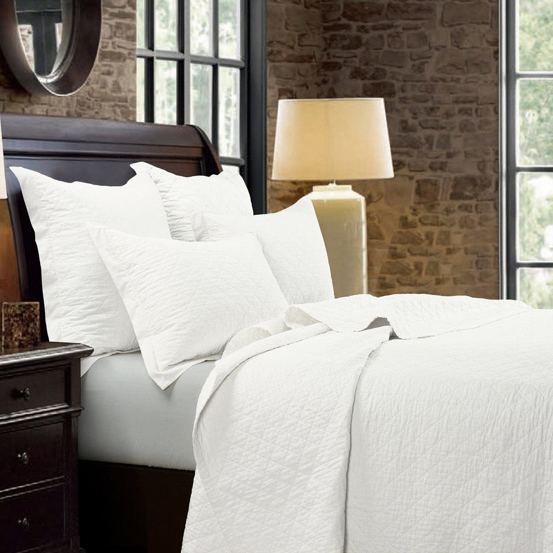 Linen Cotton Diamond Quilt Quilt / Twin / Vintage White Quilt