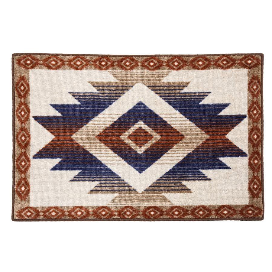 Aztec Blue & Terra Cotta Kitchen/Bath Rug | HiEnd Accents