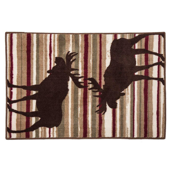Moose Chocolate & Cranberry Stripe Kitchen/Bath Rug Rug