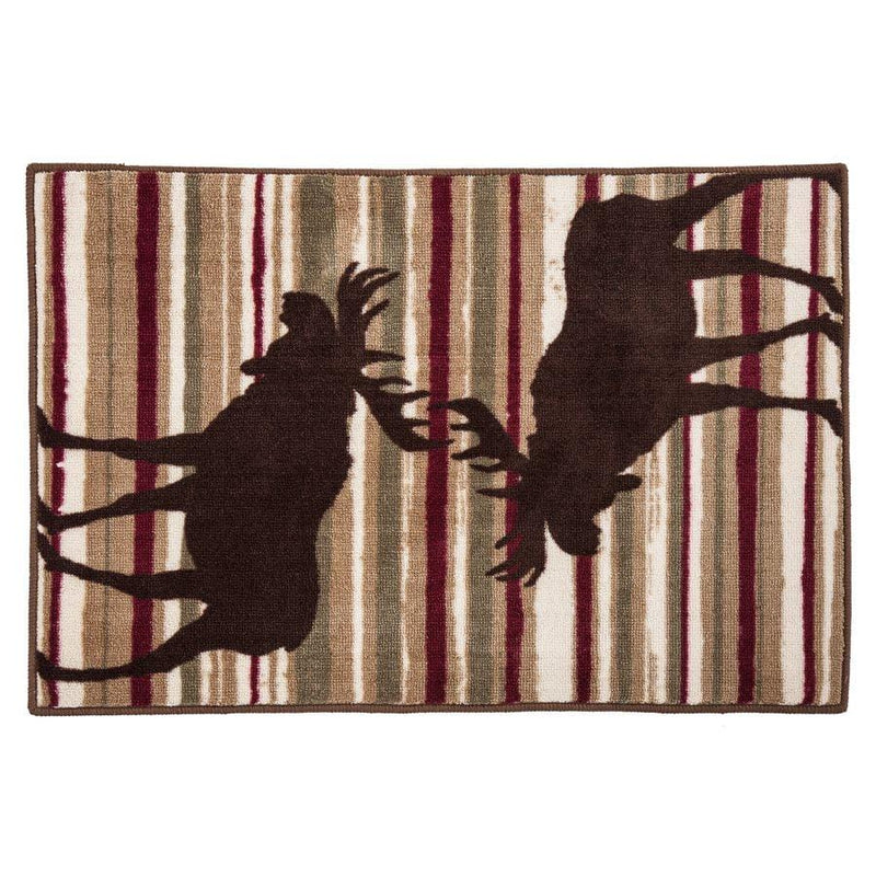 Moose Chocolate & Cranberry Stripe Kitchen/Bath Rug Rug