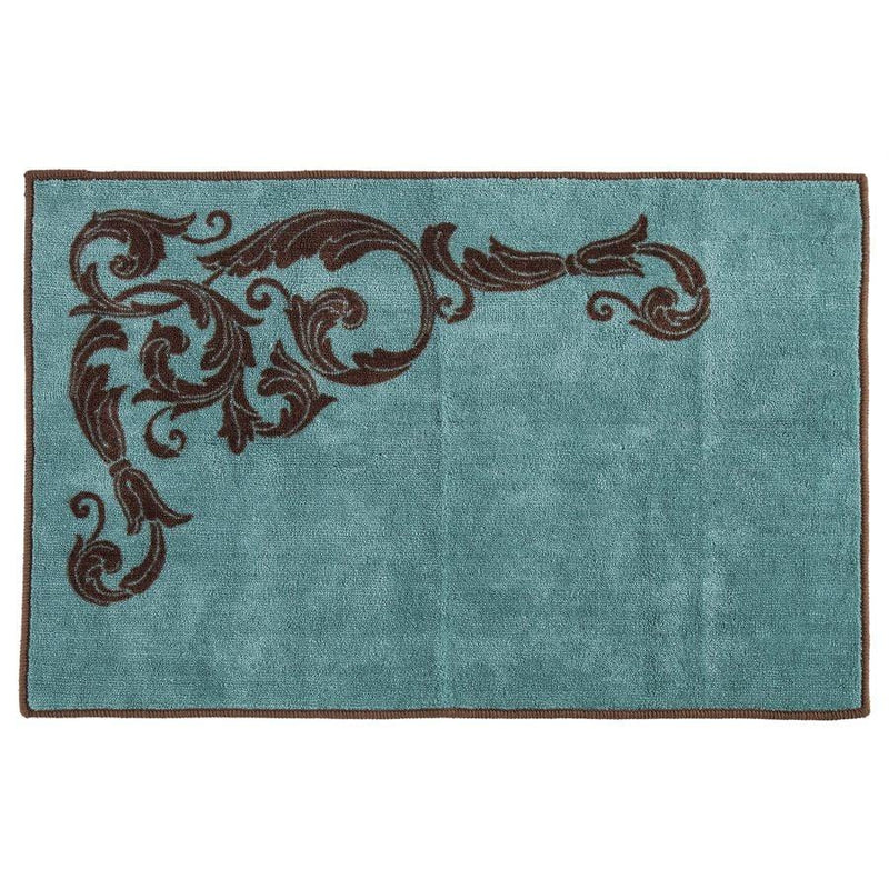 Wyatt Turquoise Scrollwork Kitchen/Bath Rug Rug