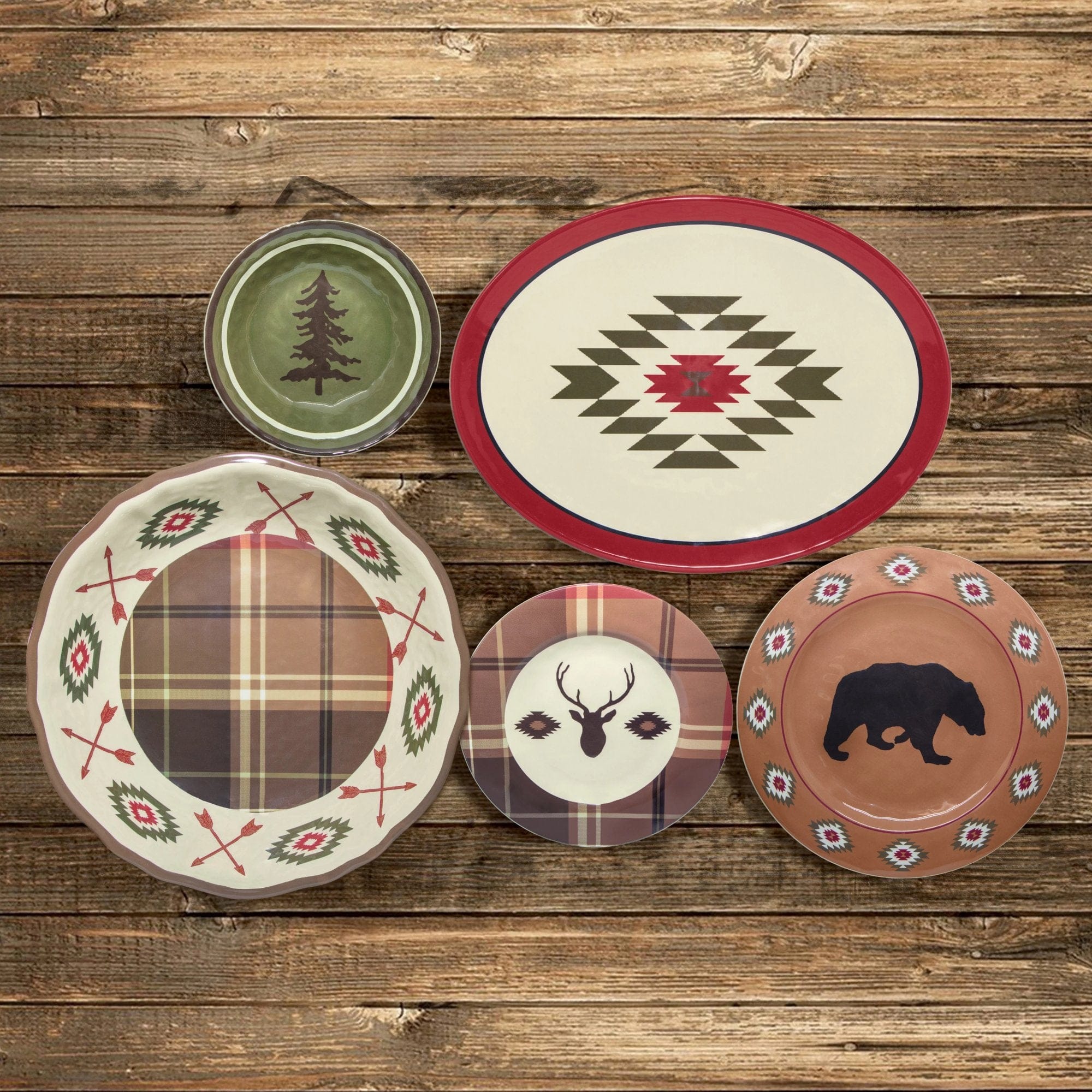 Aztec Bear Melamine Salad Plates, Set of 4 | HiEnd Accents