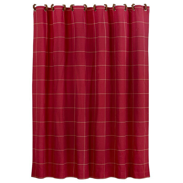 Red window pane shower curtain with button detail, 72x72 Sale-Bath