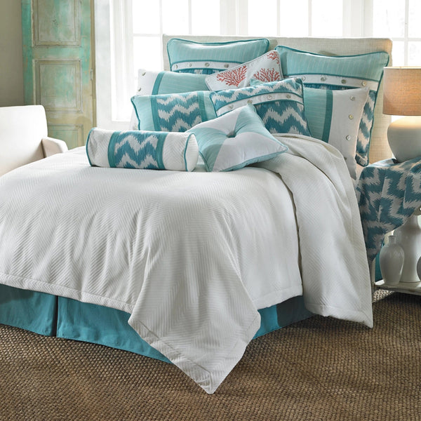 Catalina Aqua Bedskirt, King/Queen (18" Drop)-Bed Skirt-HiEnd Accents