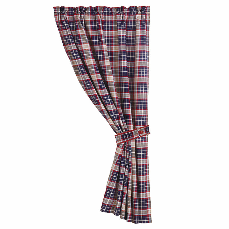 Blue plaid curtain with tieback, 48x84 Sale-Curtain