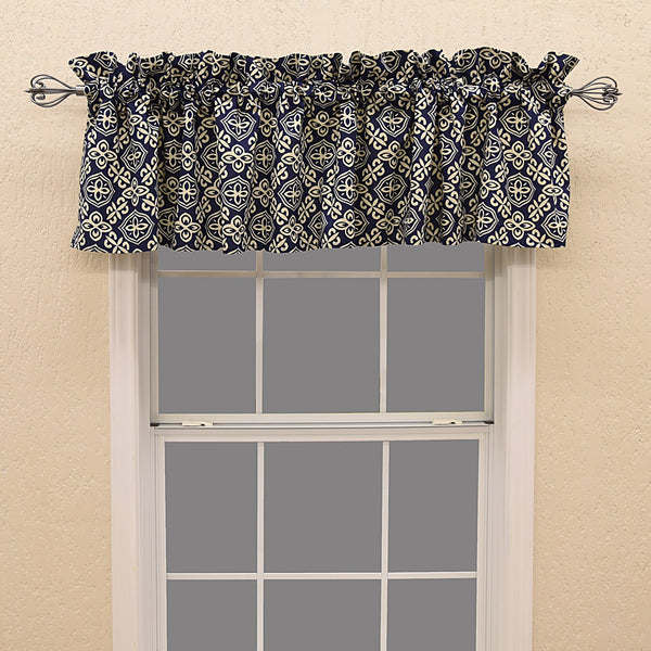 St. Clair Navy & White Cotton Kitchen Valance Sale-Valance