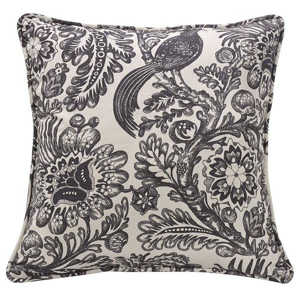 Augusta Embroidered Toile Throw Pillow, 18x18 | HiEnd Accents