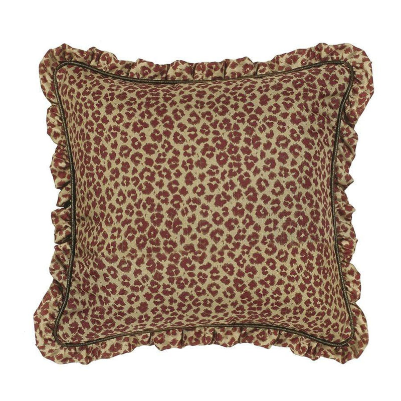 Austin Red & Tan Leopard Reversible Euro Sham w/ Ruffle Sham