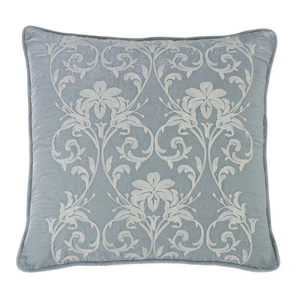 Belle Embroidered Heather Blue Velvet Euro Sham Sham