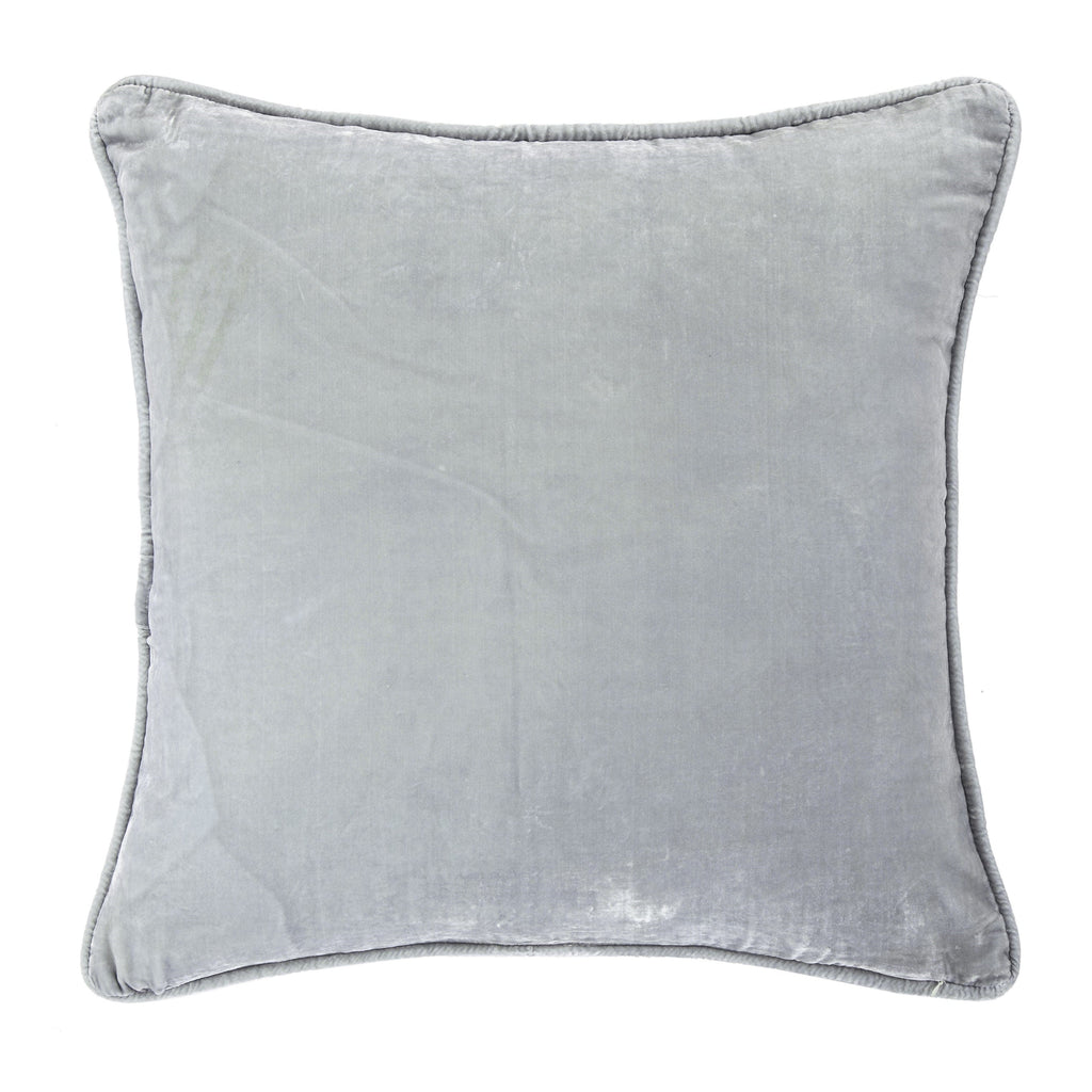 Belle Embroidered Heather Blue Velvet Euro Sham HiEnd Accents