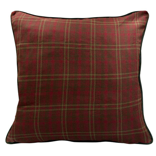 Cascade Lodge Red/Brown Plaid & Leather Reversible Euro Sham Sham