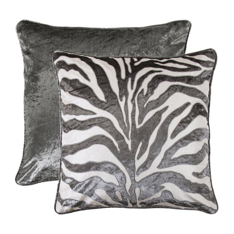 Celeste Silver Zebra Velvet Applique Euro Sham Sham