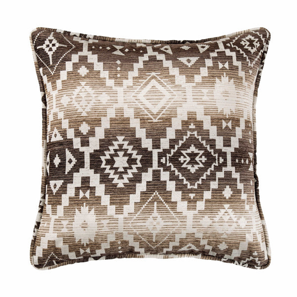 Aztec Deer Bust Embroidered Burlap Throw Pillow, 18x18