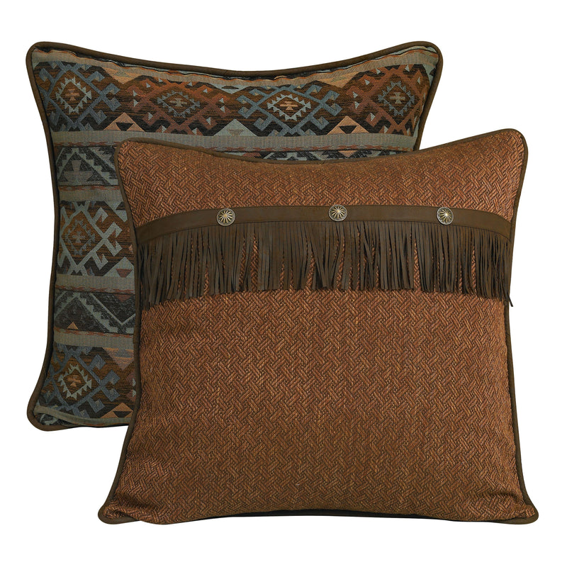 Del Rio Blue/Brown/Copper Reversible Euro Sham w/ Fringe Sham