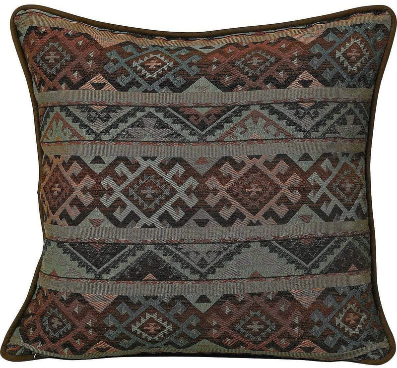 Del Rio Blue/Brown/Copper Reversible Euro Sham w/ Fringe Sham