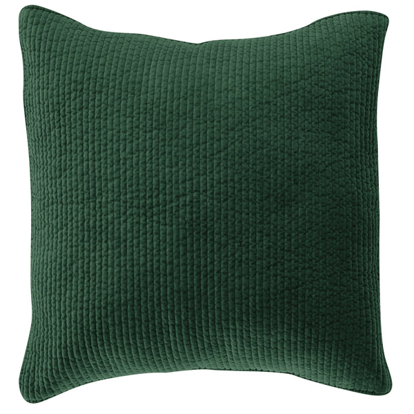 Stonewashed Cotton Quilted Velvet Euro Sham Emerald Sham