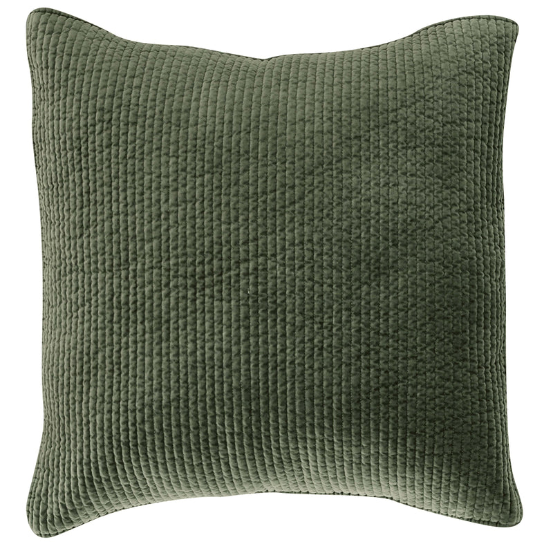 Stonewashed Cotton Quilted Velvet Euro Sham Fern Green Sham