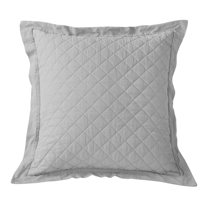 Linen Cotton Diamond Quilted Euro Sham Gray Sham