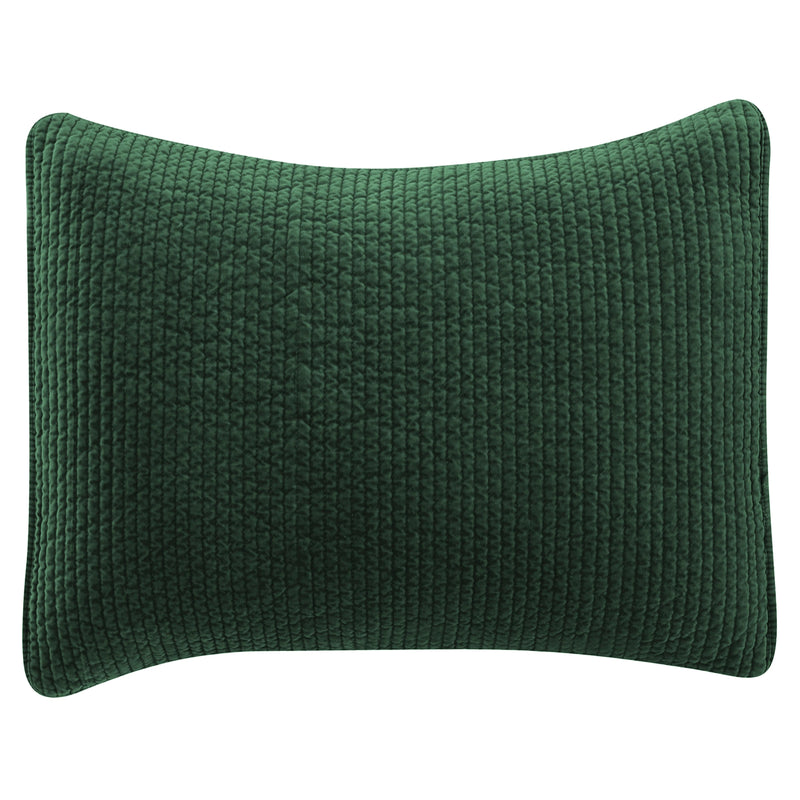 Stonewashed Cotton Quilted Velvet Pillow Sham King / Emerald Sham